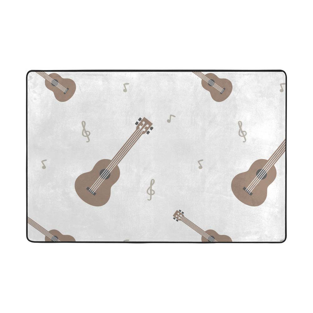 Tapis de sol marron velours corail épais motif ukulélé décoration intérieur