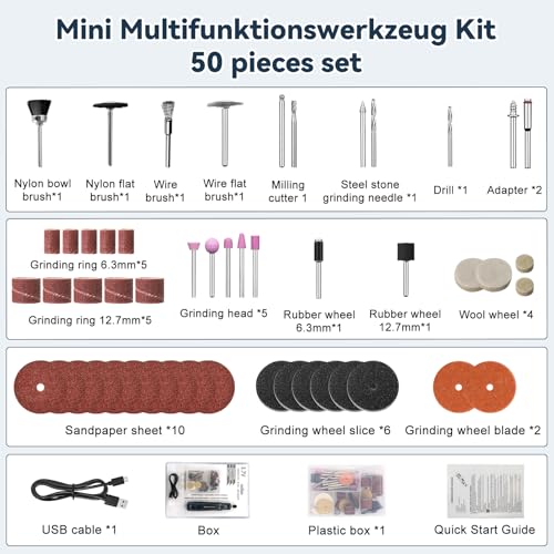 Outil multifonction sans fil portable compact avec 50 accessoires rotatifs - 8