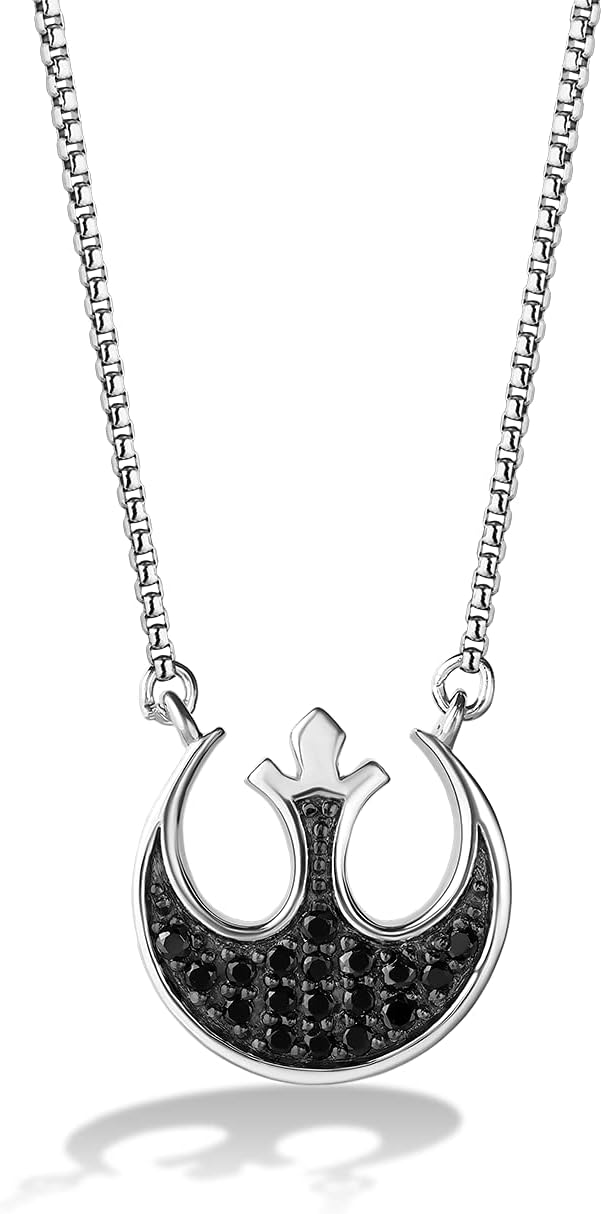 Jewelili Star Wars™ Fine Jewelry The Rebel Women's Pendant 1/4 Ct.Tw. Black Diamonds Silver