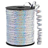 OMISELIO Silver Curling Ribbon, 500 Yard Shiny Metallic Silver Ribbon, Curling Ribbon for Gift Wrapp