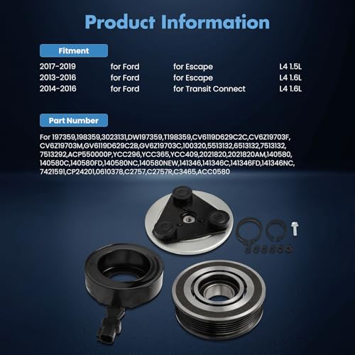 Image of ECCPP AC Clutch 2017-19 for Ford Escape 1.5L 2013-2016 for Ford Escape 1.6L