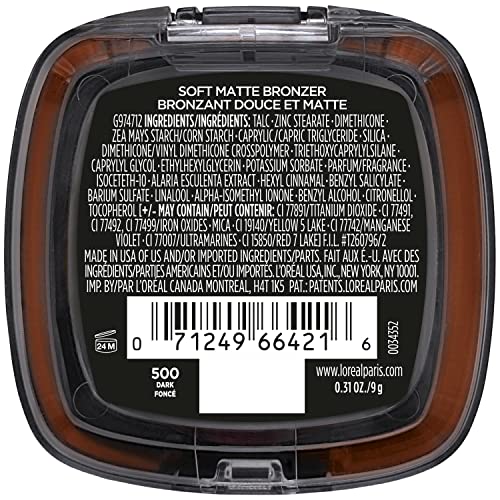 L'Oreal Paris Infallible Up to 24H Fresh Wear Soft Matte Longwear Bronzer. Waterproof, heatproof, Transfer, humidity and sweatproof, Dark, 0.31 oz - Image 3
