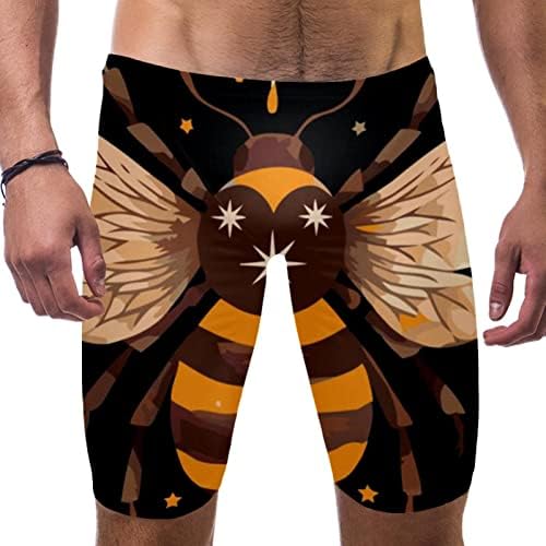 Big Bee and Flowers Men's Swim Jammers for Training, Swim Shorts for Boy Dry Quick Youth Boys Jammer Swimwear