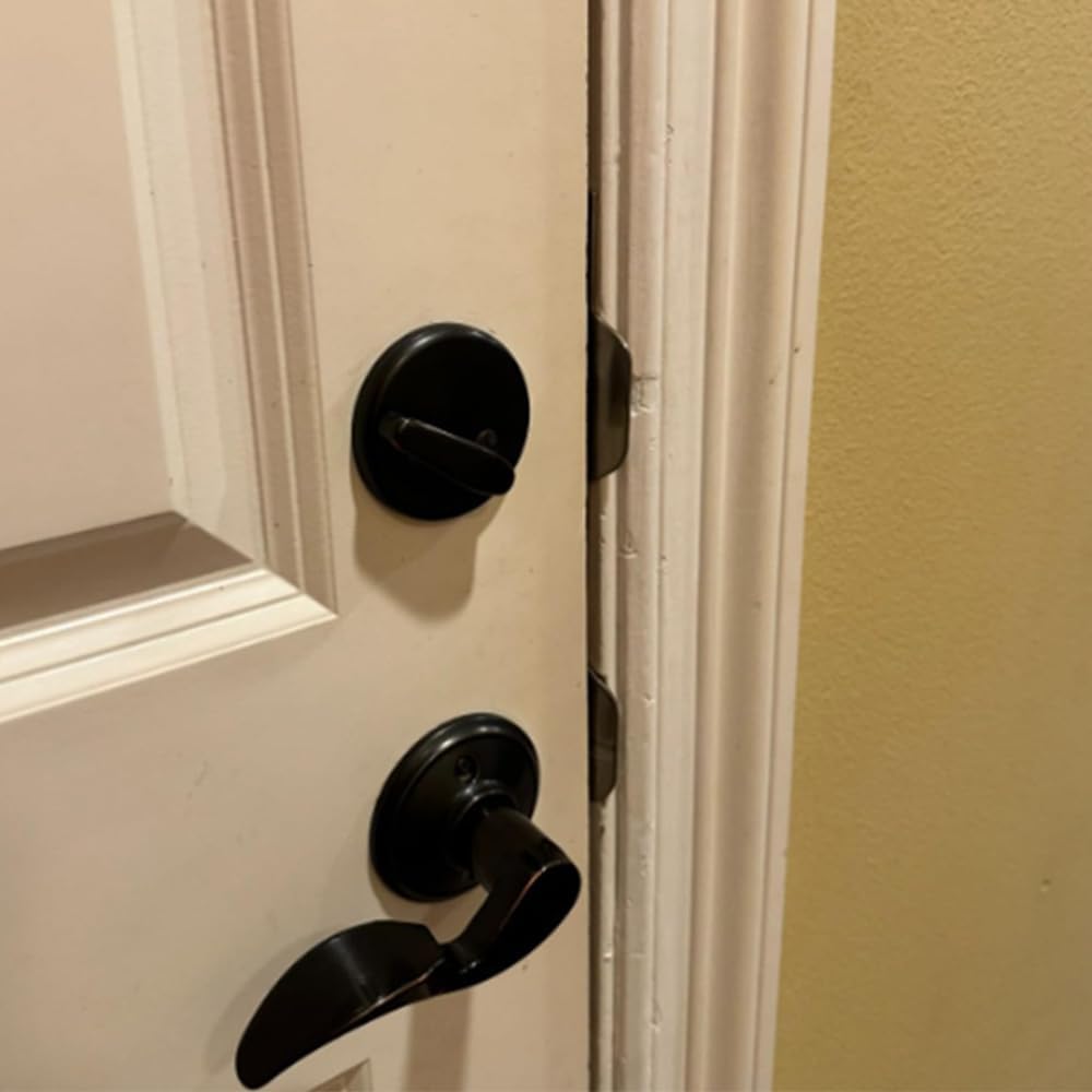 Extra Long Door Strike Plate 11in for Use with 5-1/2” and 6” Hole Spacing On Dead Latch and Deadbolt, Steel with Reinforced Torx/Star Screws & Bit, Reinforcement Striker (1, Black)