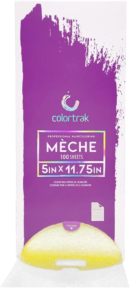 Colortrak Professional Reusable Hair Coloring Meche Sheets, Improves Color Saturation, Ideal for Bold Fantasy Hair Color, Transparent, Reusable, Pre-Cut, 5 x 12 inches, 100 Sheets Per Pack