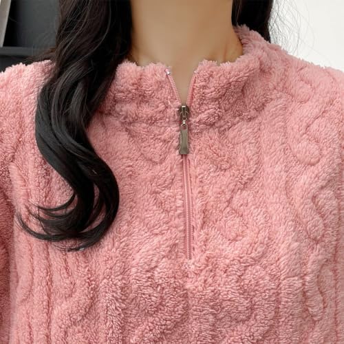 Womens Quarter Zip Flannel Pajamas Set 2031 Winter Warm Fuzzy Sleepwear - image 2