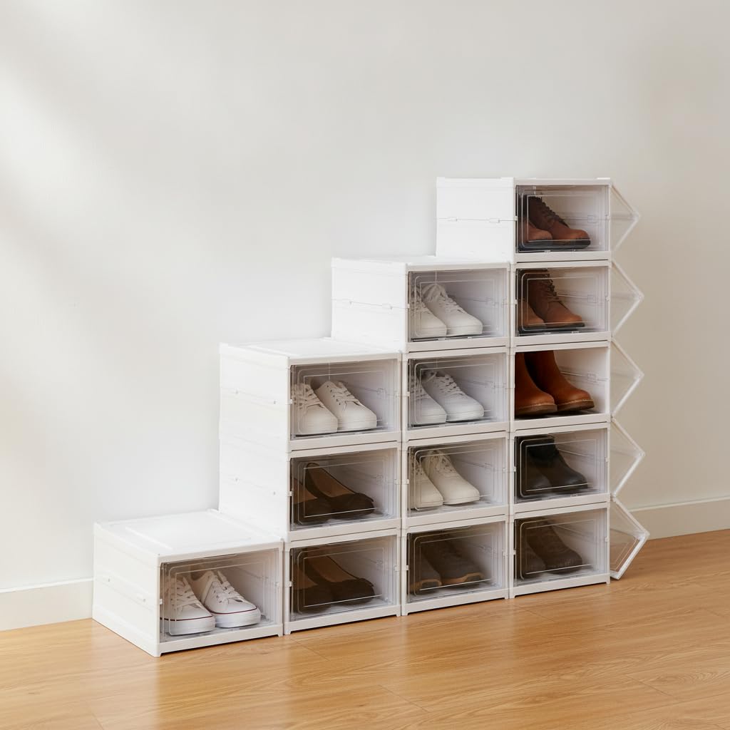 Organizer per Scarpe, Scatola Pieghevole, 3 ripiani