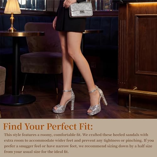 Image of TEAIEUI Pearl Platform Heels for Women, Peep Open Toe Block Heeled Sandals