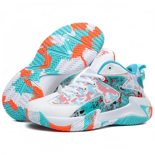 Basketball Shoes Sneakers for Men Breathable Sports Cushion Fitnes for Road Runnning Shoes, Green, Size 7