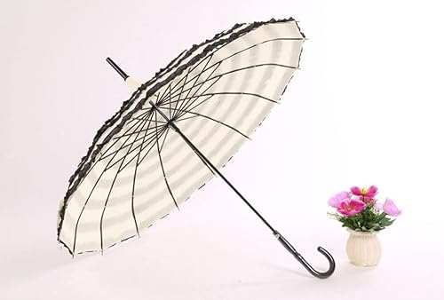 Miniatura 8 de Outgeek Parasol para damas Encaje Flores con forma de pagoda Victoria Estilo Crema
