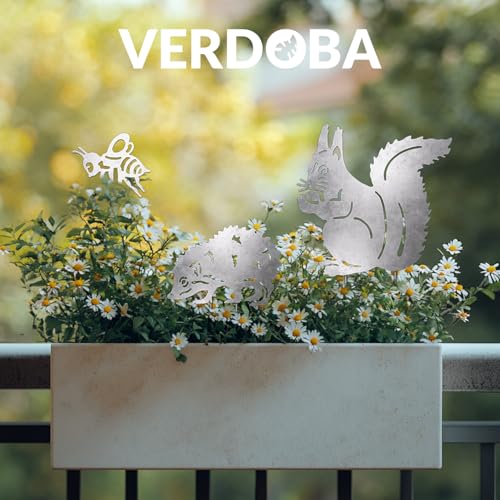 VERDOBA Kaninchen Gartenstecker - Silberne Hasen Garten Deko - Deko Hasen Gartenstecker - Osterhasen Deko aus Eisen in Antikfinish - Dekoration für den Garten, Balkon & Terrasse