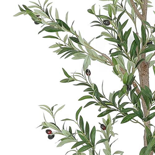 Nafresh Tall Faux Olive Tree，6Ft(72”) Realistic Potted Silk Artificial Olive Tree， Fake Olive Trees Indoor With Green Leaves And Big Fruits For Home Office Living Room Bedroom Stairs Patio Decor. #TOP2