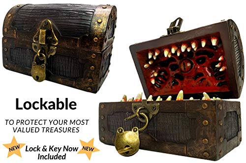 Conjurer Co Mimic Chest Dice Storage Box | DND Lockable Vault | Gift for Dungeons & Dragons Players, Dungeon Master/DM or RPG Gaming | D & D Holder Case | Holds 4 Sets of Polyhedral Dice or 28 Die - Thumbnail 2