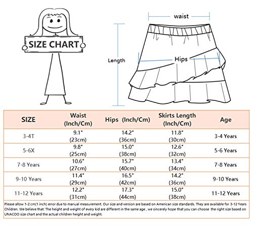 Unacoo Girls' 2 Packs Knit Tiered Ruffle Elastic Skirt With Built-In Shorts(Blue+Flower, M(7-8 Years)) #TOP5