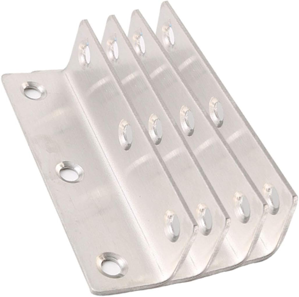 uxcell 4pcs Angle Bracket Metal 80x20mm Corner Fastener L Shaped Right Angle Bracket Corner Protector Shelf Support for Furniture