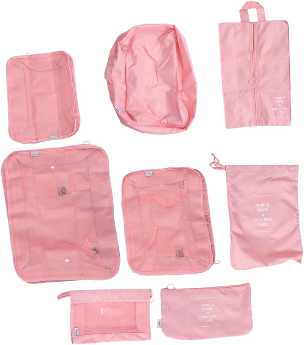 OUNONA 8Pcs Travel Packing Pouch Set Luggage Organizer Bags for Efficient Clothing Storage Durable Travel Kit Pink for Hassle Packing and Easy Access image 4
