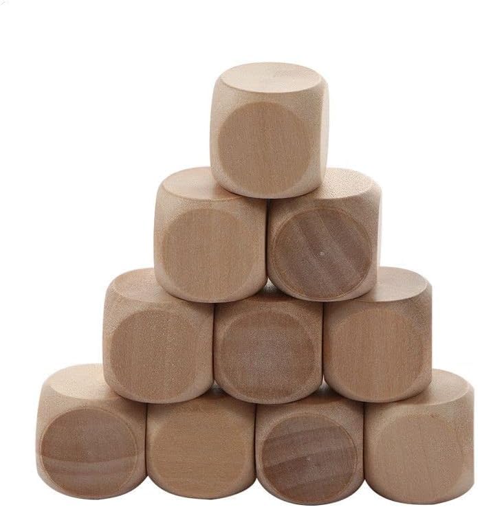 10 Pcs Wooden Dice, 6 Sided Blank Dice Round Corner Cube Dice DIY Graffiti Dice Crafts Toy Dice Board Game Party Supplies Standard Game Dice (1.8cm) - Image 6