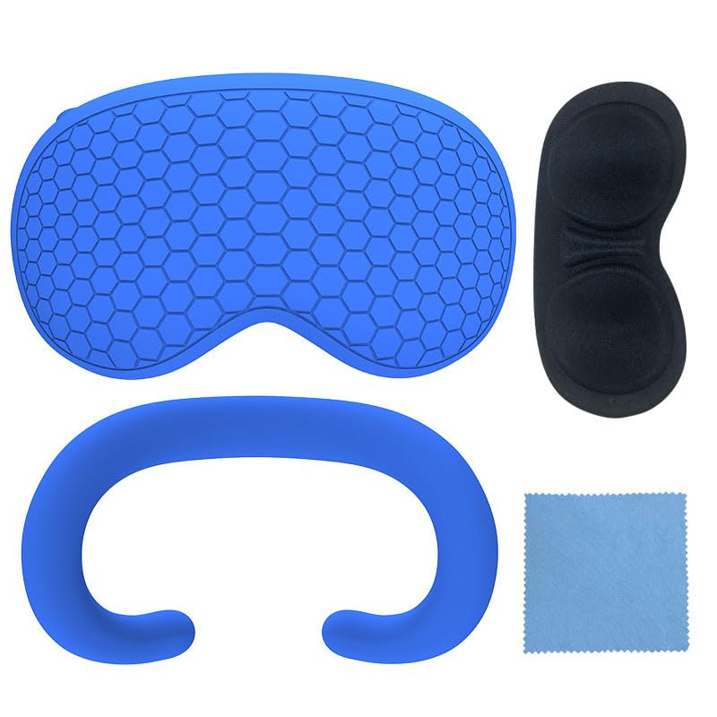 Per Vision Pro Silicone Eyecup Host Protector Lens Dust Cover occhiali panno set accessori (Blu)