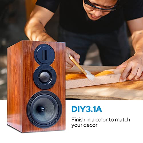 Image of HiVi-Swans DIY 3 Way Passive Bookshelf Speakers Pair - DIY Speaker Kit-Peak Power 120 Watt Home Theater Bookshelf Speakers for Surrounds or Front