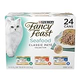 Purina Fancy Feast Seafood Classic Pate Collection Grain Free Wet Cat Food Variety Pack - (Pack of 24) 3 oz. Cans