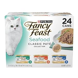 Purina Fancy Feast Seafood Classic Pate Collection Grain Free Wet Cat Food Variety Pack – (Pack of 24) 3 oz. Cans