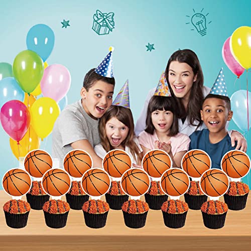 Basketball Party Decorations 24Pcs Basketball Cupcake Toppers Basketball Birthday Cake Decorations For Basketball Birthday Party Supplies Baby Shower Sport Birthday Party Decorations (1-Basketball) #TOP3