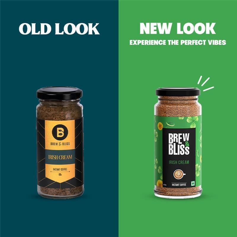Image of Brew and Bliss Irish Cream Coffee | 60 Gram | Flavored Instant Coffee Powder | Drink Intense Hot & Cold Cafe-Style Coffee At Home, Bottle