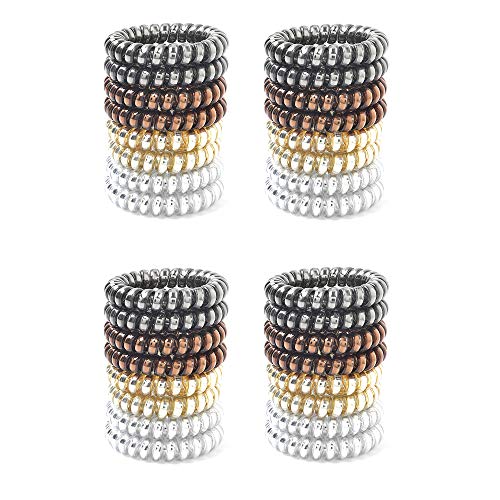 32Pcs Elastic Phone Cord Hair Ties Coil Hair Ties For Thick Hair Key Chain Hair Ties Ponytail Holder for Women Spiral Hair Ties