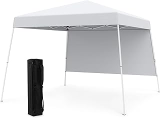 Costway 3 x 3 m Pop up Canopy Tent w/ 1 Sidewall, Easy Setup Folding Gazebo Shelter w/Backpack, 4 Stakes, Portable Outdoor...