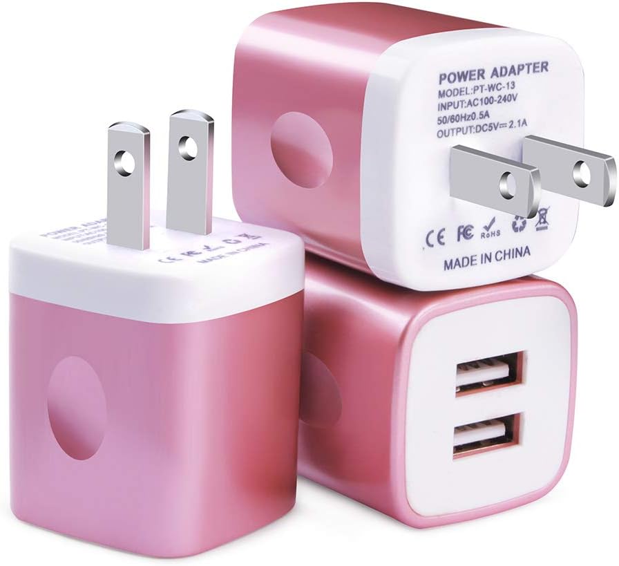 USB Wall Charger, Charger Cube, FiveBox 3Pack Dual Port 2.1A Wall Charger Base Brick Charging Block Plug Phone Charger Box Compatible iPhone Xs Max/XR/X/8/7/6/6s, iPad, Samsung Galaxy S9 S8 S7 S6, LG