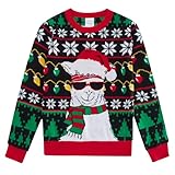 BFUSTYLE Red Ugly Christmas Sweater for Kids Boys Girls Fun Knitted Sweaters Llama Cheap Elf Sweatshirt (Green Black White, Alpaca Sheep, 9-10 Years Old)