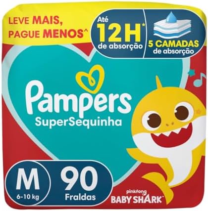 Fralda Pampers Supersequinha Tamanho M 90 Unidades