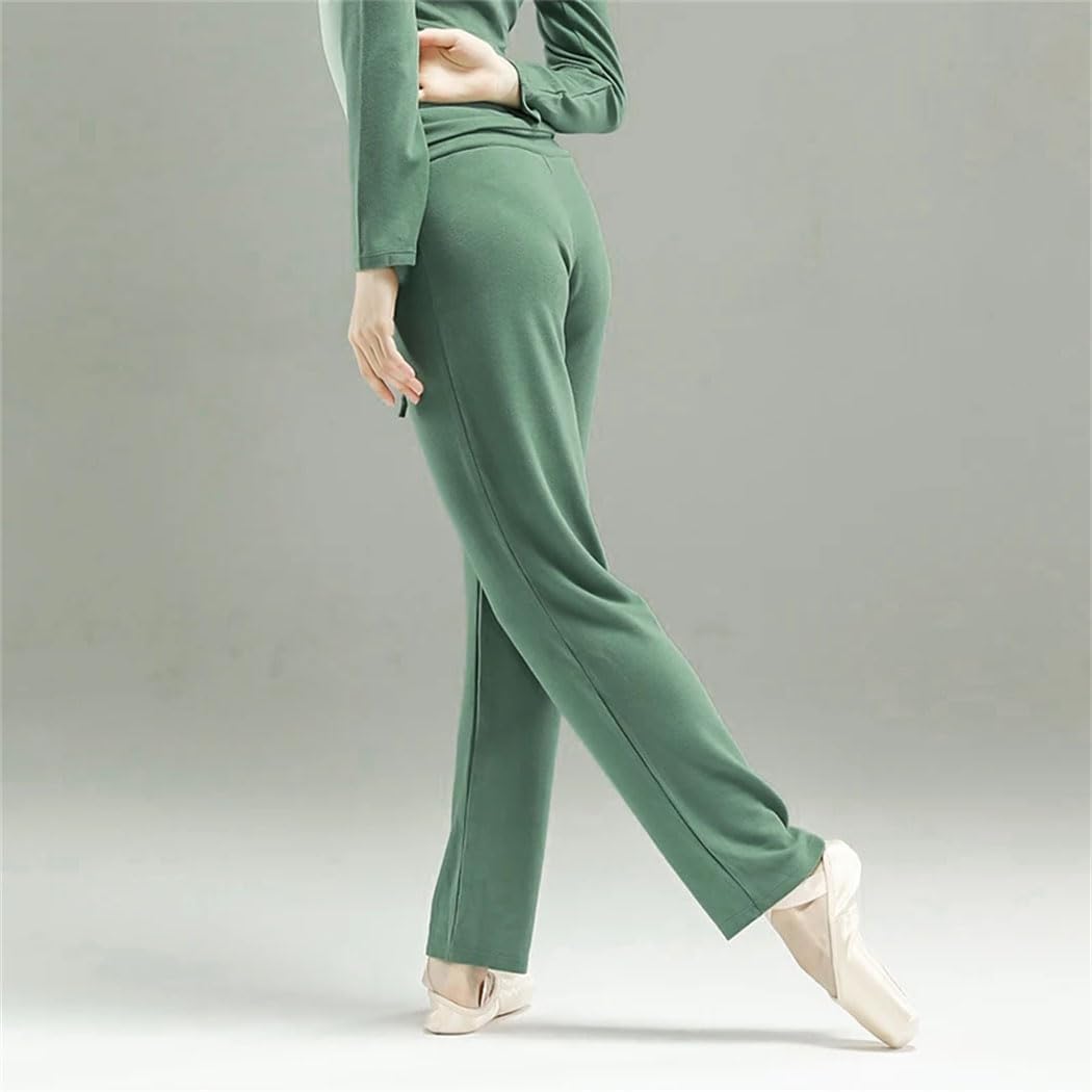 Women's Ballet Warm Up Pants Solid Color Wide Leg Dance Trousers Long Knitwear for Adult Dance Practice Training