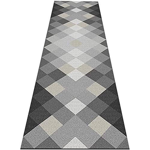 Tapis de couloir noir 80x150cm géométrique lavable - 2