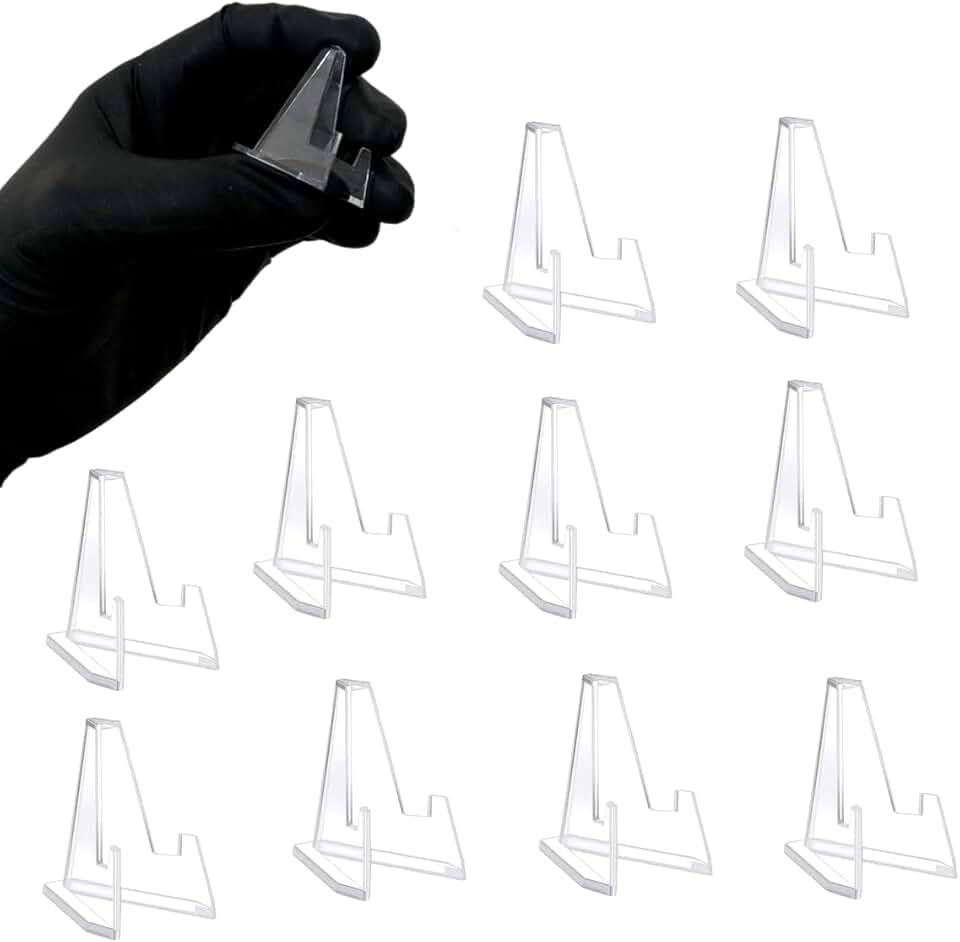 Kit 10 Expositores Pequeno Tripé Cavalete Suporte de Acrilico Para Moeda Medalha Lembrancinha 35x22mm