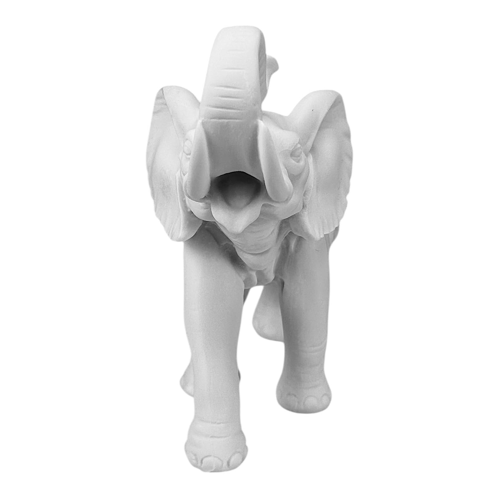 Statue d'éléphant avec coffre – Symbole de richesse, de sagesse et de chance | Figurine en marbre moulé faite à la main | Décoration d'intérieur et ornement Feng Shui (18 cm)