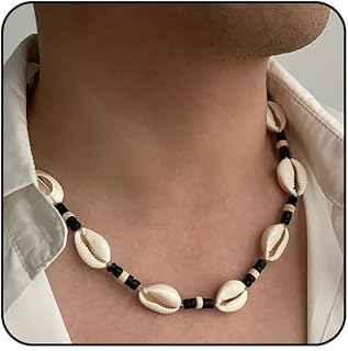 Cotwdi Puka Shell Necklace for Men - Coconut Shell Beaded Surfer Beach Jewelry, Hypoallergenic Adjustable Hawaiian Summer Necklace