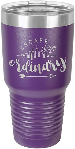 Miniatura 19 de Escape The Original - Vaso negro de 30 onzas con popote y tapa superior deslizante Taza de viaje de acero inoxidable Comparar con Yeti Rambler