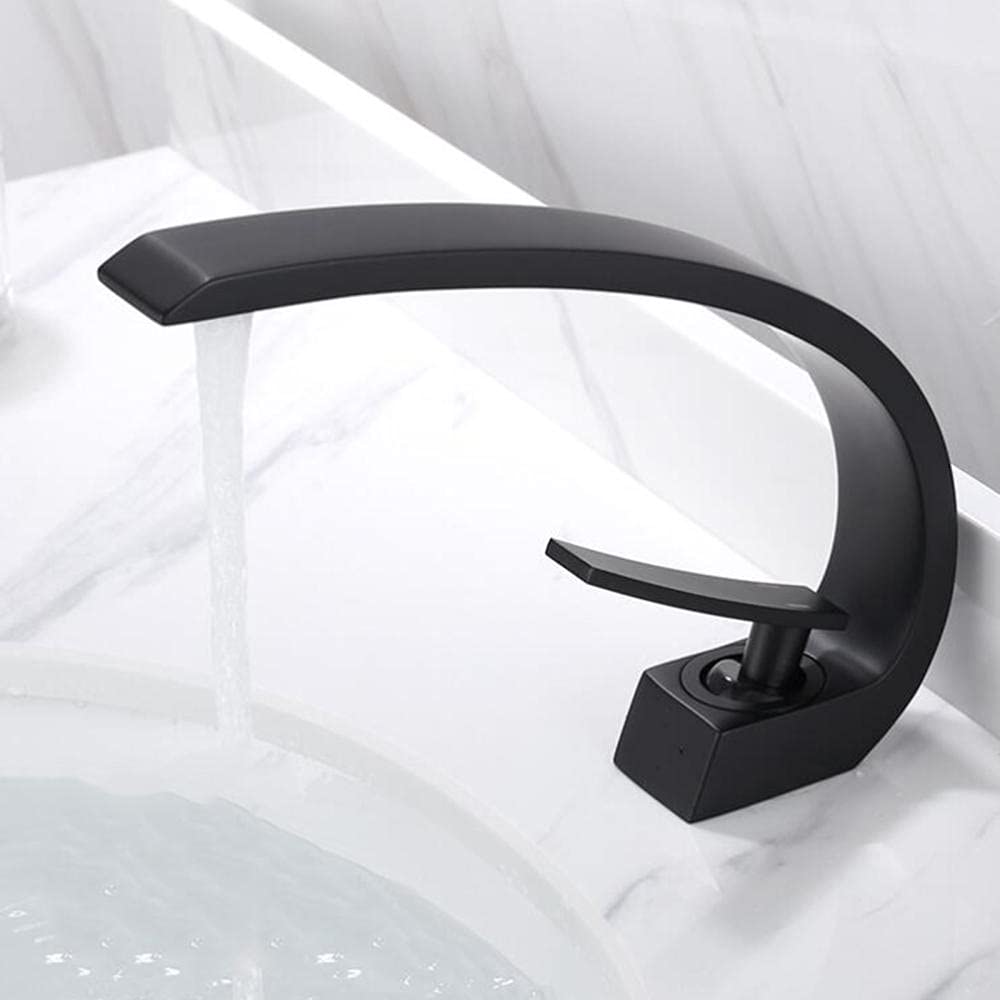 VDOQTLJT Bathroom Faucet Brass Hot and Cold Washbasin Single Hole Faucet-Black(Cromo)