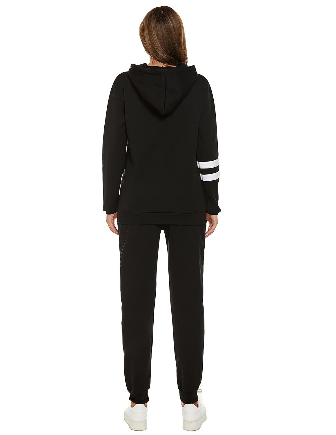 QUNERY Tuta Donna Sportiva Completa Autunno Inverno 2 Pezzi Felpa con Cappuccio Pantaloni Vita Alta Sportwear per Yoga Jogging Fitness