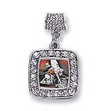 Inspired Silver - Motorcycle Lovers - Silver Memory Charm for Women - Square Charm Jewelry Gift with Cubic Zirconia - Women's Charm for Bracelets