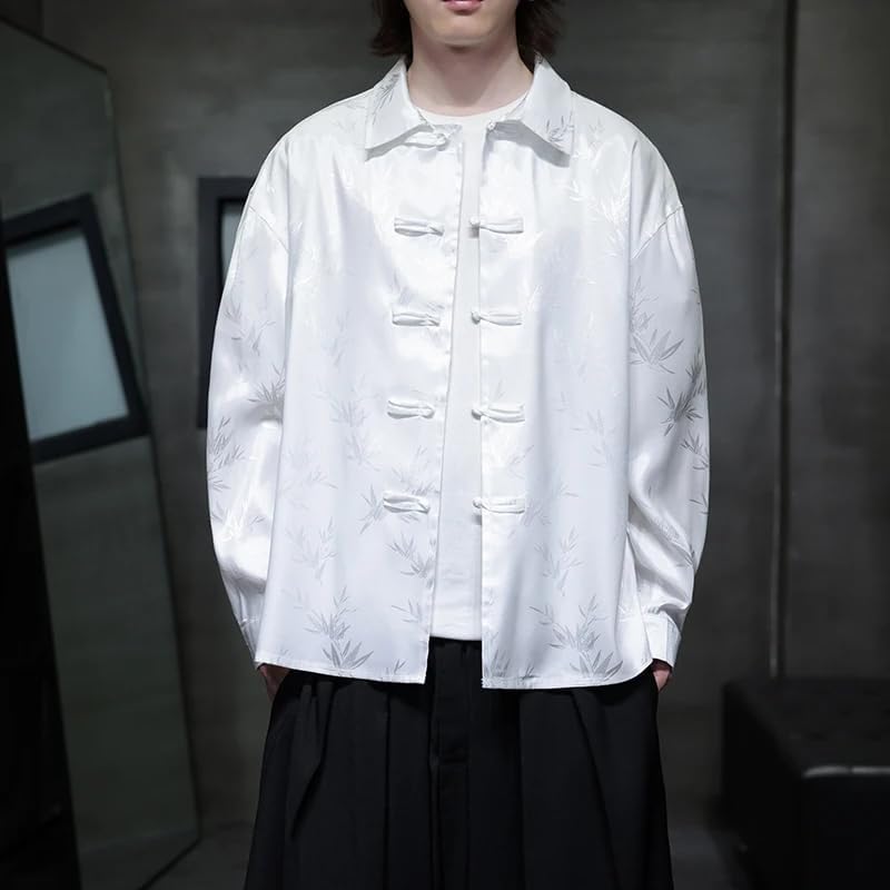 Men Chinese Oriental Kung Fu Shirts Top Mens Long Sleeve Turn Down Collar Shirt