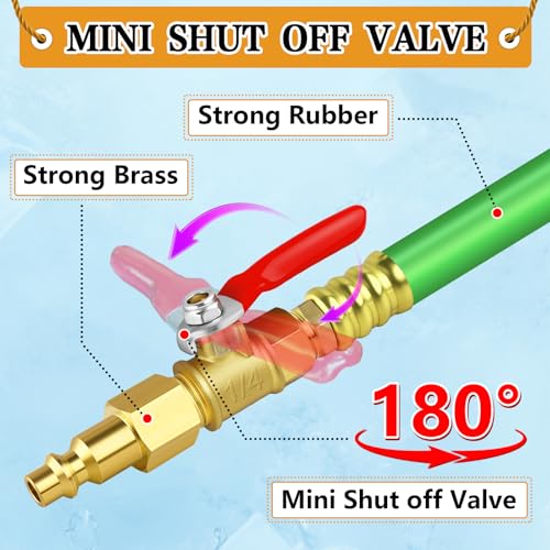Image of RV Winterizing Kit, 12'' Sprinkler Blowout Adapter with Shut Off Valve, Sprinkler Winterization Kit, RV Winterize Hose with 1 /4 inch Quick Connect Plug, for RV, Camper, Boat, Motorhome, Green