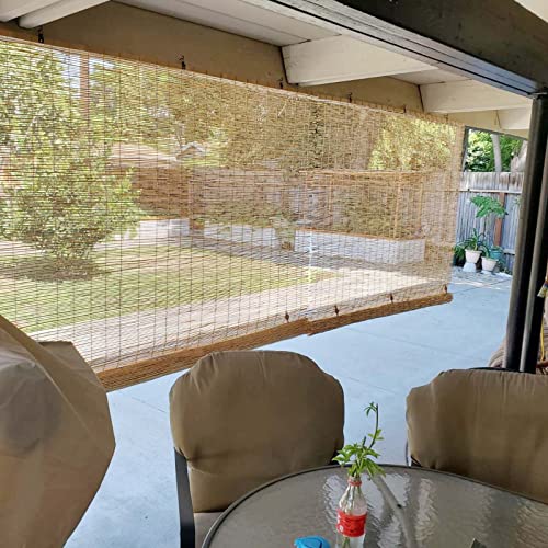 Bamboo Shades For Patio Bamboo Roman Shades For Windows Cordless Reed Roll Up Bamboo Shades Sunshades Window Blinds Cordless For Indoor/Outdoor/Porch Privacy Screen Reed Curtain Light Filtering ( Colo #TOP3