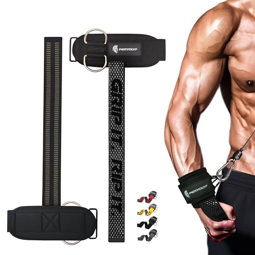 ​Double-Side Anti-Slip PERYOLYF Lifting Straps with D Ring - Adjustable Gym Straps for Deadlifts, Weightlifting & Cable Machine - Thick Wrist Support for Men & Women (Black)​​