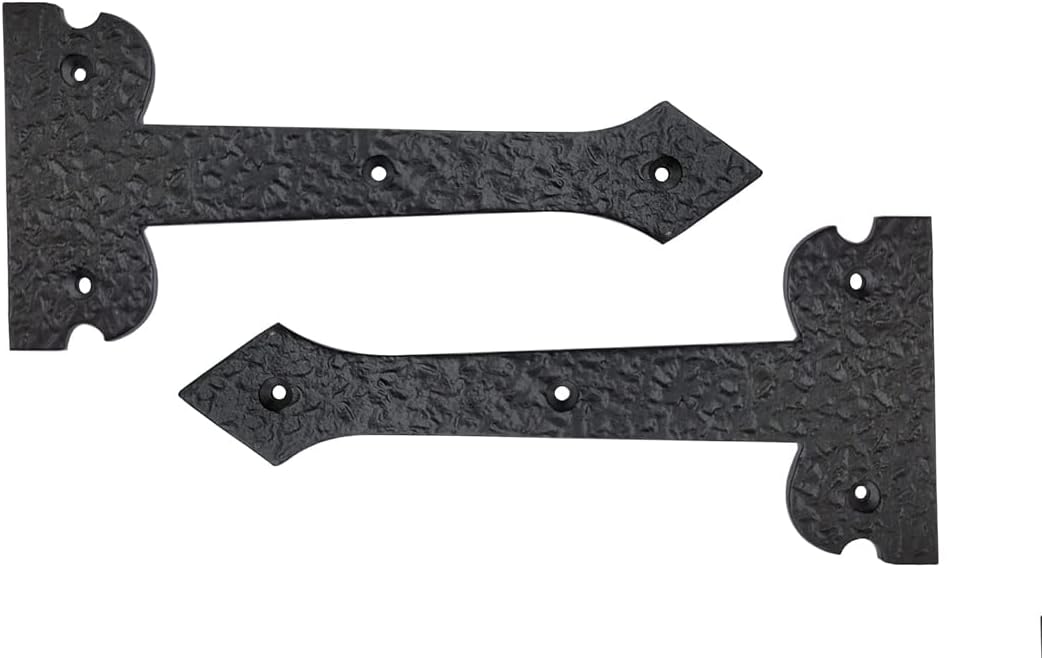 Adonai Hardware 13.90" "Agee Heavy Duty Antique Cast Iron Strap False or Faux or Dummy Hinge Front (2 Pack, Matte Black) for Vintage Barn Doors, Gates, Furniture, Garage, Shutters and Fences