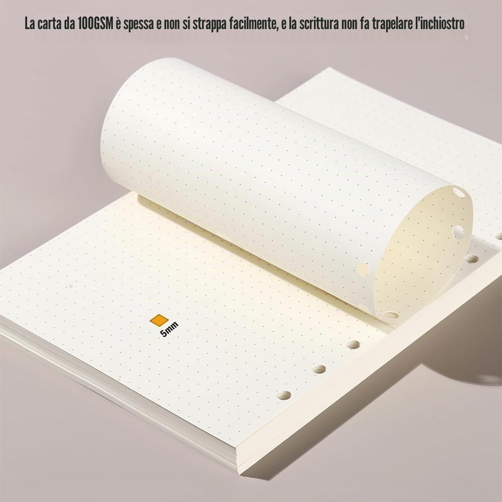 Confezioni Fogli A5 con Buchi 6 Fori Punteggiati 270 Fogli 540 Pagine per Raccoglitore ad Anelli