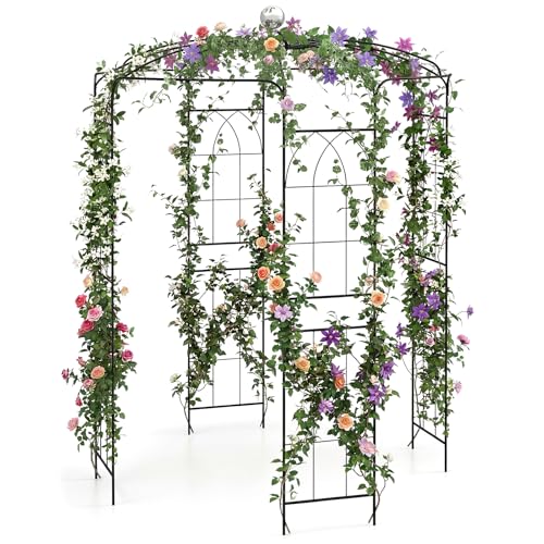 Giantex Birdcage Shape Gazebo - 9.3' H x 6.5' W Metal Arch Trellis for Climbing Plants Clematis Vines, French Style Pergola Pavilion Garden Arbor for Weddings Photoshoots Ceremony Party Outdoor Decor