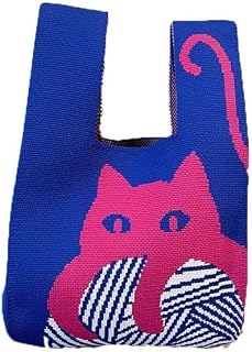 Mini bolso de muñeca con nudo hecho a mano para mujer, bolso de mano de punto de gato, bolso de mano de color sólido, bolsa de hombro reutilizable con diseño de nicho