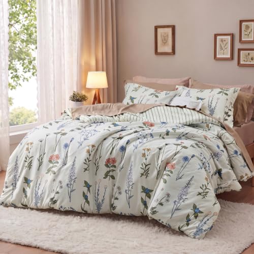 Prime: 3-Pc Bedsure Queen Floral White Comforter Set w/ 90" Comforter & 2 Shams - image 1
